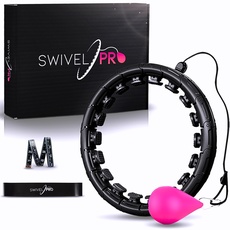 SWIVEL PRO® Smart Hula Hoop Reifen mit Gewichtsball für Erwachsene, mit Resistance Band und Maßband, 24 verstellbare Glieder, für Gewichtsverlust, Fitness, Abnehmen, 3in1 Set (SCHWARZ)
