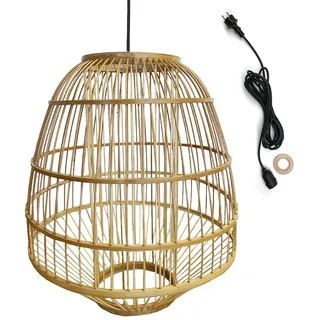 Lumisky Mykonos Outdoor Cable Netz-Hängeleuchte für den Außenbereich, Rattan, Natur, Boho-Stil, 5 m Kabellänge