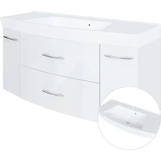 Waschtisch FLORIDO-03 Hochglanz weiß, B x H x T: ca. 120 x 54 x 47 cm - Weiß