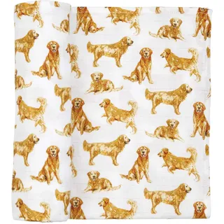 Mud Pie Golden Retriever Musselin-Wickeldecke, Baumwolle, 119,4 x 119,4 cm