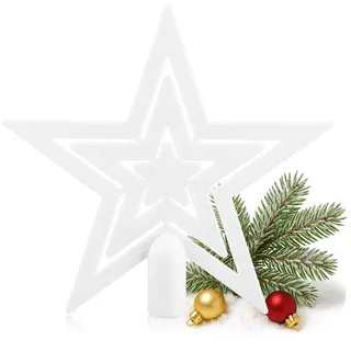 com-four® Weihnachtsbaumspitze Glitzer-Stern - Stern-Spitze für Weihnachtsbaum - Christbaumspitze für Jede Baumspitze - Weihnachtsstern bruchsicher