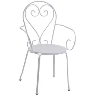 GARTENSTUHL MIT ARMLEHNE WEIß 49X48 CM H 90 CM AUS METALL MOD. NEW OLD