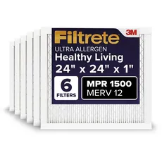 Filtrete 24x24x1 Luftfilter MPR 1500 MERV 12, Healthy Living Ultra Allergen, 6er-Pack (genaue Maße 23,81 x 23,81 x 0,78)