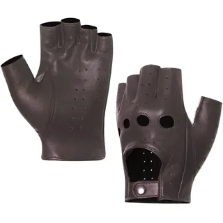Harssidanzar Herren Fingerless Half Finger Leder Fahrhandschuhe Lammfell Ungefüttert Upgrade GM032EU,Braun,Größe S