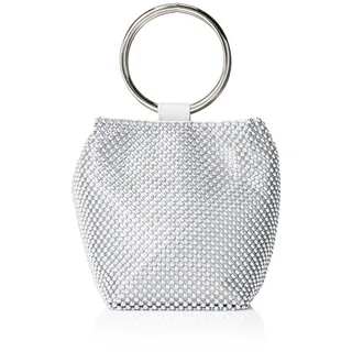 Jessica McClintock Damen Womens Gwen Ball Mesh Ring Wristlet Pouch Clutch Handtasche, Silber, Einheitsgröße
