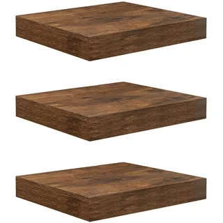 WOLTU Wandregal 3er Set, Regalbrett, freischwebend Schweberegal, CD DVD Wand Regal Wandboard für Büro, Wohnzimmer, Schlafzimmer, Küche, 25x22,9x3,8cm, Vintagebraun,RG9365hov-3