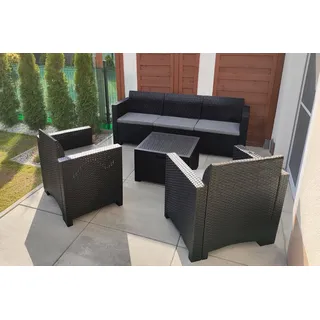 Dmora Outdoor-Wohnzimmer-Set Venus, Garten-Set mit Kissen, Wohnzimmer für Innen- und Außenbereich, Rattan-Effekt, 100% Made in Italy, Anthrazit