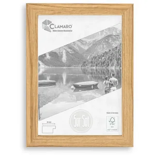 CLAMARO Bilderrahmen Collage, 21 x 29,7 cm, Eiche Catania, 5er Set | Rahmen-Außenmaß ca. 25,8 x 34,5 cm, Profilleiste 30 mm breit, 16 mm tief, inkl. Rückwand, Aufhänger, für Hoch- und Querformat