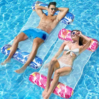WEARXI Luftmatratze Pool XL, 2 Stück Luftmatratze Wasser, 4 in 1 Wasserhängematte, Wasser Hängematte, Pool Zubehör Spaß, Wasserspielzeug für Erwachsene