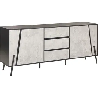 BELIANI Sideboard Betonoptik Schwarz Spanplatte Pulverbeschichtetes Metall 75 x 177 x 40 cm Modern Drei Schubladen Viel Stauraum Wohnzimmer - Grau, Schwarz