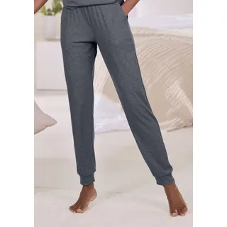 Pyjamahose VIVANCE DREAMS, Damen, Gr. 36/38, N-Gr, grau (anthrazit), Rippstrick, Obermaterial: 63% Polyester, 33% Viskose, 4% Elasthan, unifarben, Basic, bequem lang, Hosen Pyjamahose, in weicher Rippqualität, Topseller