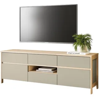 Furn.Design Tv-Lowboard Salbei grün, Eiche, TV Unterteil skandinavisch 164 cm, Soft-Close , Salbeigrün, Eichefarben , Holzwerkstoff , Nachbildung,Eiche , Holz Optik , 164x58x39 cm , FSC Mix , Wohnzimmer, TV Möbel, Lowboards, Lowboards stehend