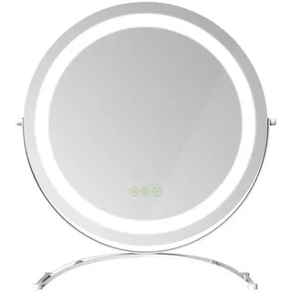 Emke Kosmetikspiegel mit Beleuchtung, Weiß, ф50 cm , Glas , Rund , 50x16x50 cm , Spiegel, Schminkspiegel