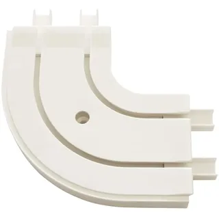 GARDINIA Rundbogen GE2, Für Verlängerungen von 2-läufigen Vorhangschienen, 90°, 13,5/13,5 cm, Kunststoff, Weiß