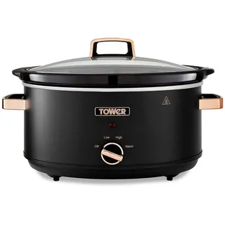 Tower T16043BLK Cavaletto 6,5 Liter Schongarer mit 3 Wärmestufen, Cool-Touch-Griffe, Schwarz und Roségold