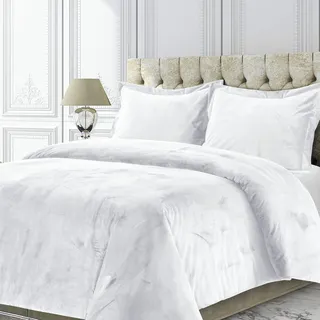 Tribeca Living VENICEDUVET Venedig Einheitsbettwäsche-Set in Übergröße aus Samt, Doppelbett, Weiß