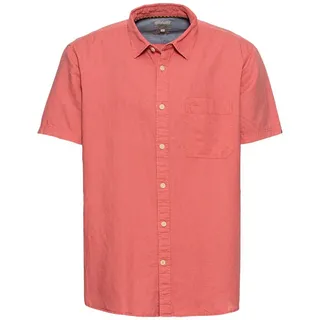 CAMEL ACTIVE Herren Kurzarm Hemd aus einem Leinen-Baumwoll-Mix Rot,