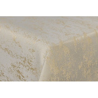 First-Tex Tischdecke Damast Jacquard Brilliant Meliert 90x90 in Creme/Champagner mit gerade Saumkante