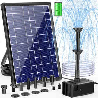 POPOSOAP 8W Solar Springbrunnen für außen mit 3600mAh Akku-Backup, Trockenlaufschutz & Sprühstabilität, solarbrunnen für Teich, Vogeltränke & Gartenwasserfeature