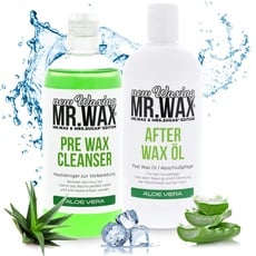 Mr. Wax Set Pre Wax Hautreiniger und After Wax Öl Aloe Vera Nachbehandlung, 2x 500ml