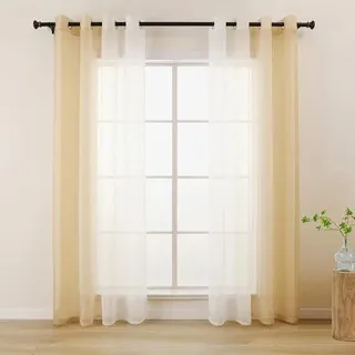 Transparente Vorhänge – leicht und dekorativ – 2er-Set – Farbverlauf von Beige zu Weiß – 140 x 225 cm