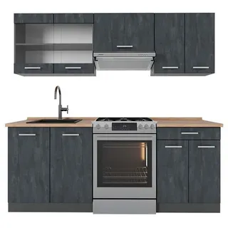 Vicco Küchenzeile R-Line 200 cm Schwarz