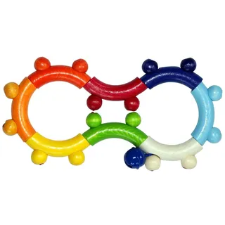 Hess Holzspielzeug 11011 - Motorik-Rassel aus Holz, in Form einer Acht, mit beweglichen Teilen, für Babys ab 6 Monaten, handgefertigt, für Greifübungen