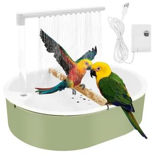Vogel Badehaus,Vogeldusche Wellensittich,USB Stromschleife Vogeltränke Balkon,Große Kapazität Vogelbad Käfig,für Unzertrennliche,Wellensittiche,Afrikanische Munias und Aras (weiß)