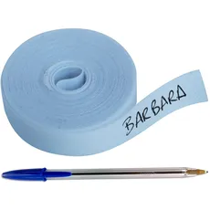 1 Rolle Stoffband, 3 m x 1 cm, Blau, zum Beschriften mit Stift.