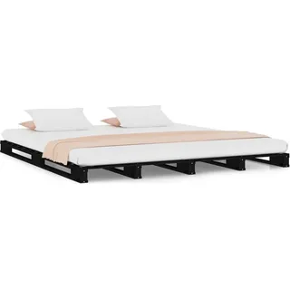 vidaXL Palettenbett Schwarz 140x190 cm Massivholz Kiefer - Schwarz