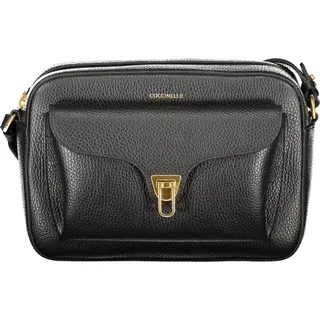 Schwarze Damen-Handtasche: Weiche Schultertasche mit Verstellgurt - Schwarz