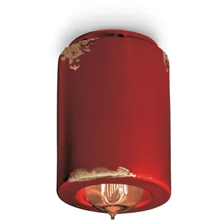 Deckenlampe Spot Keramik Ø 8,5 cm H: 12 cm Aufputz E14 Rot Shabby Spot Leuchte
