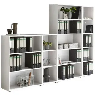 Mid.you Aktenregal , Weiß , Holzwerkstoff , 12 Fächer , 257x185.6x33 cm , Made in Germany , erweiterbar, stehend, in verschiedenen Größen erhältlich , Büromöbel, Büroregale, Aktenregale