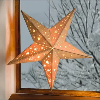 Holzstern mit LED Beleuchtung, Ø 60 cm, Weihnachtsstern, Adventsstern, Fensterdeko - Beige