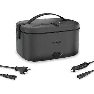 Avilia - Lunchy + 3 in 1 Elektrische Lunchbox aus Edelstahl mit Besteck, 80 W Thermo-Lunchwärmer für Zuhause, Büro und Auto, luftdichte Behälter und Doppelsteckdose 220 V/12 V