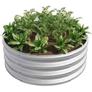 Hochbeet - Pflanzkasten aus verzinktem Stahl - Rund - Für Außenbereich - Für Gemüse, Obst, Blumen - Rostbeständig