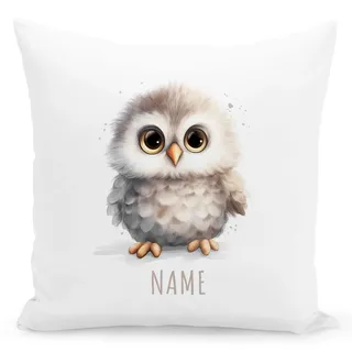 Eule Kissen personalisiertes Kuschelkissen mit Namen für Kinder Geschenk | Personalisiert, weicher Bezug inkl. Füllung, Kinderzimmer Deko, für Jungen & Mädchen, Dekokissen