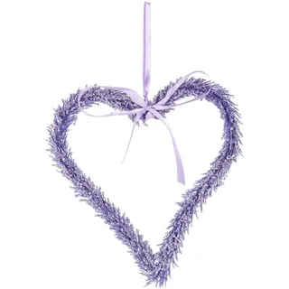 Heitmann Deco Reisigkranz als Herz - Lila - Türkranz - Wandkranz - zum Aufhängen - Fenster-Dekoration - Frühling - mit Schleife, ca. 19 x 21 x 2 cm