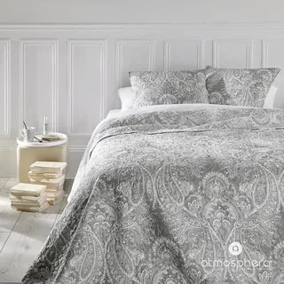 Bettüberwurf + 2 Kissenbezüge "Marie" hellgrau - 260 × 240 cm - Atmosphera créateur d'intérieur - Hellgrau