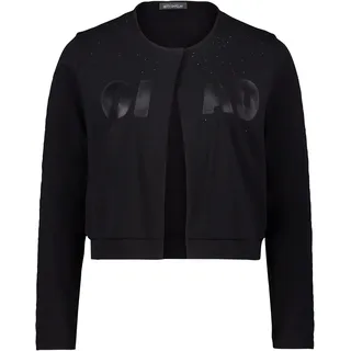 Langarmshirt BETTY BARCLAY "Shirtjacke mit Rundhalsausschnitt", Damen, Gr. 48, schwarz, Obermaterial: 95% Baumwolle CO. 5% Elasthan EL., Shirts Langarmshirt