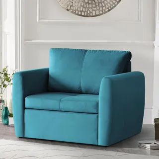 Relaxsessel KAMEL, Marine, Loungesessel mit Bettfunktion, Bettkasten, Samtstoff - Blau