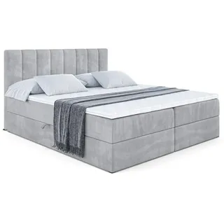 altdecor Boxbett, Hellgrau, Holzwerkstoff, Höhe ca. 20 cm 160x200 cm, Schlafzimmer, Betten, Boxspringbetten