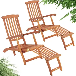 CASARIA Gartenliege 2er-Set 160 x 57 x 95 cm Braun