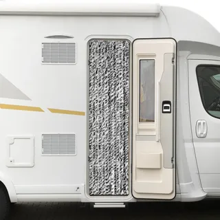 Moritz Flauschvorhang aus Chenille 56 x 185 cm schwarz grau meliert Türvorhang als Fliegenschutz Insektenschutz für Camping Wohnwagen - Schwarz