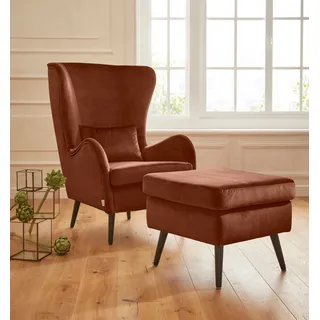 Sessel HOME AFFAIRE "Sallito, TV-Sessel, Ohrensessel mit", orange (terra), B:76cm H:109cm T:85cm, Struktur Hahnentritt (67% Polypropylen, 33% Polyester);Samtoptik (100% Polyester);Fellimitat (100% Polyester);Samtcord (92% Polyester, 8% Polyamid);Struktur (100% Polyester);Struktur fein (100% Polyester), Sessel, Sessel, Hocker, in vielen Bezugsqualitäten, auch in Samtcord
