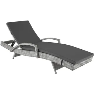 tectake Rattan-Sonnenliege Océane, 190 x 71 x 34 – 74,5 cm, hellgrau , Hellgrau , Kunststoff , 71x74.5x190 cm , Gartenmöbel, Gartenliegen