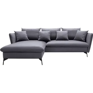 OTTO home Ecksofa »LIVORNO,258 cm, L-Form,« Schlaffunktion u. Bettkasten (139/224cm), Samt, Struktur, Webstoff, schwarz