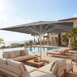 Gastronomie-Luxus-Sonnenschirm HWC-D20b, XXL-Schirm Marktschirm, 5x5m (Ø7,2m) Polyester/Alu 87kg  anthrazit - Grau