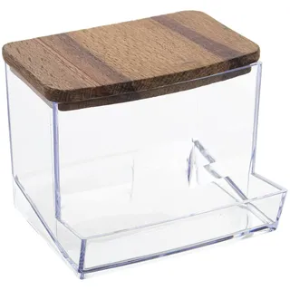 DRW Ständer für Stäbchen aus Acryl und Holz, transparent und natürlich, 11 x 6 x 9 cm