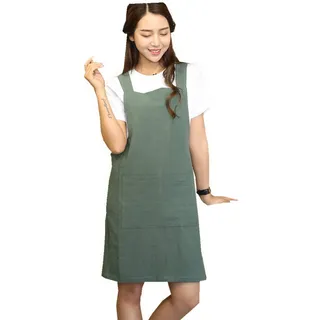 BBYBBS H Schulterriemen Weiche Baumwolle Leinen Schürze Farbe Halfter Kreuz Bandage Schürzen Japan Style X Form Küche Kochen Chef Sommer Kleidung Passt Armee-Grün